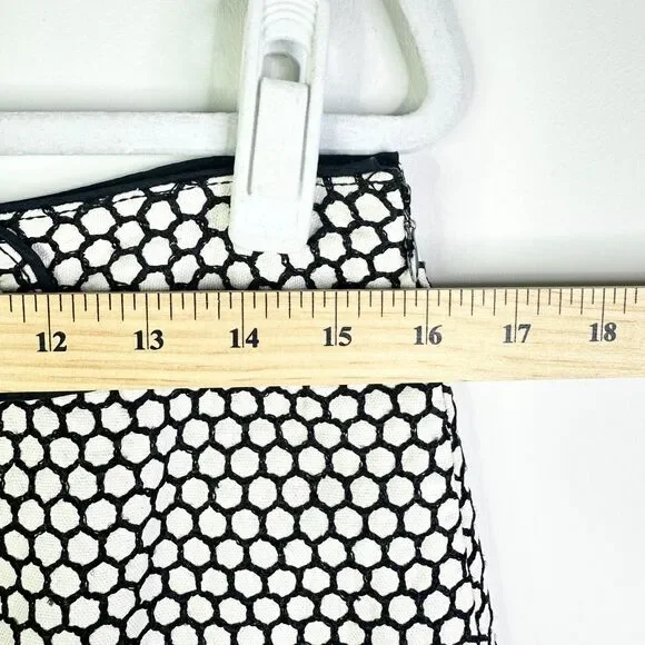 Ann Taylor Skirt Women 8 Petite Black White Silk Classic Boho Academia Corpcore - Picture 6 of 9